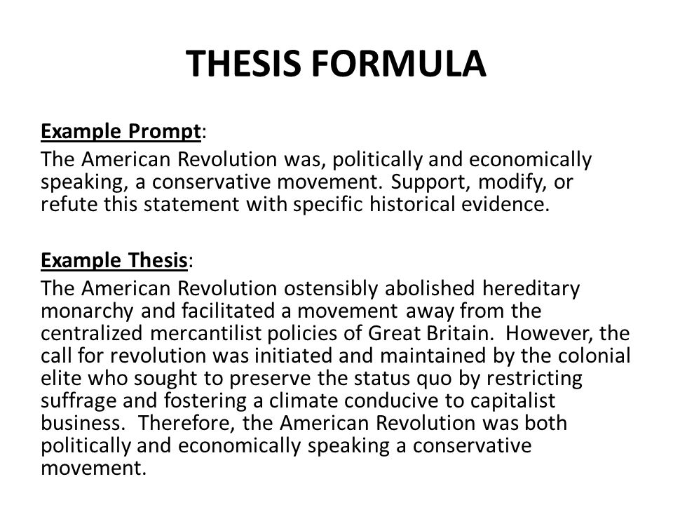a thesis statement for the american revolution